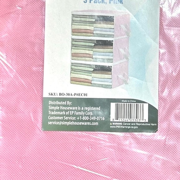 SimpleHouseware Clothes Storage Bags Organizer, Pink, (Set of 3) New Unopened - Picture 5 of 5